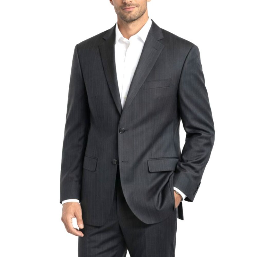 Boss Hugo Boss Men's Gray Pinstripe Super 130 Wool Suit Jacket Size 44R